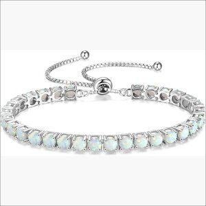 Sterling Silver Tennis Bracelet Adjustable Chain Fine Jewelry